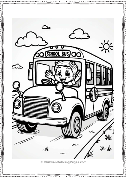 Cheerful School Bus Driver Waving Free PDF Printable