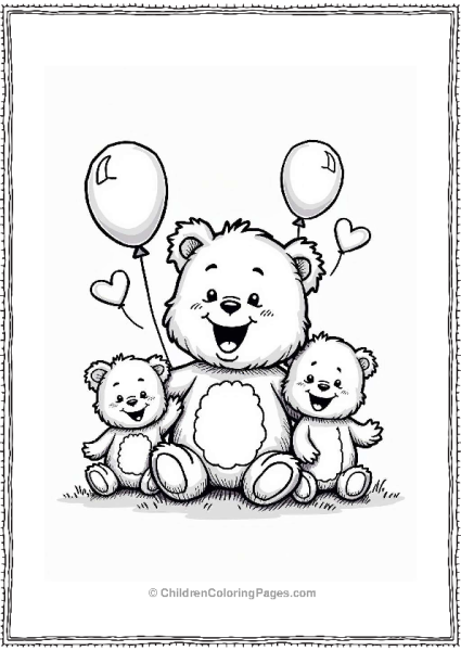 Cheerful Teddy Bear With Friends Free PDF Printable