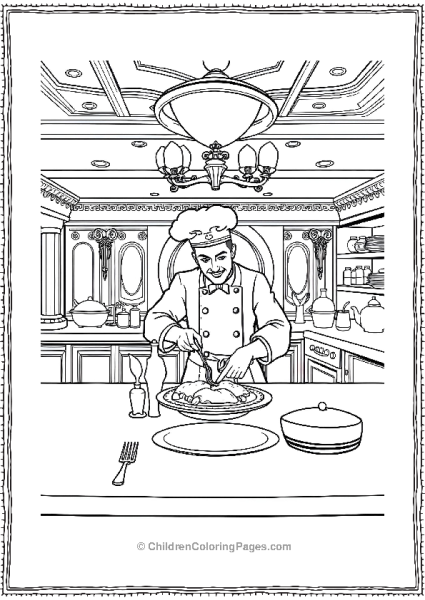 Chef Preparing Food In Kitchen Of Titanic Free PDF Printable