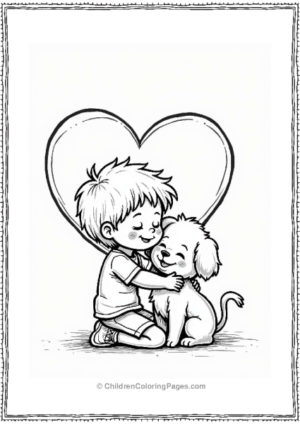 Child And Puppy Hugging Free PDF Printable