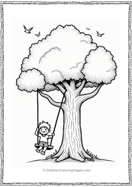 Child Climbing A Tree With Swing Free PDF Printable