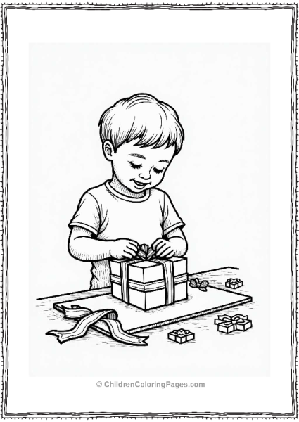 Child Making A Gift Box For Father’s Day Free PDF Printable