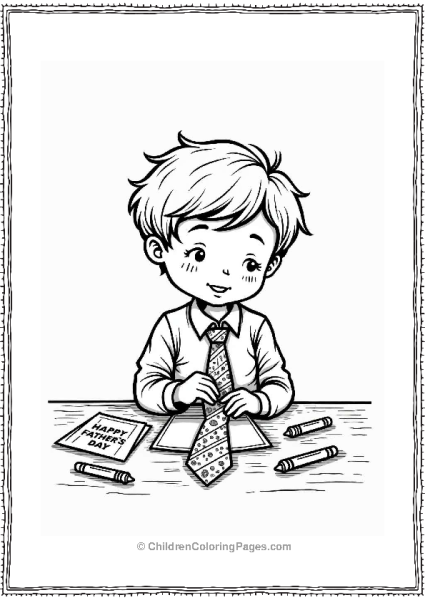 Child Making A Tie For Father’s Day Free PDF Printable