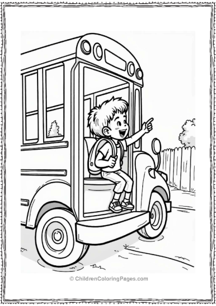 Child On School Bus Pointing Out Window Free PDF Printable