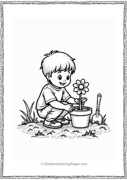 Child Planting A Flower For Dad Free PDF Printable