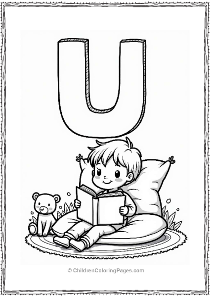 Child Reading On Cozy Pillow Free PDF Printable