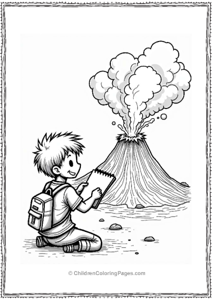 Child Sketching Erupting Volcano Free PDF Printable