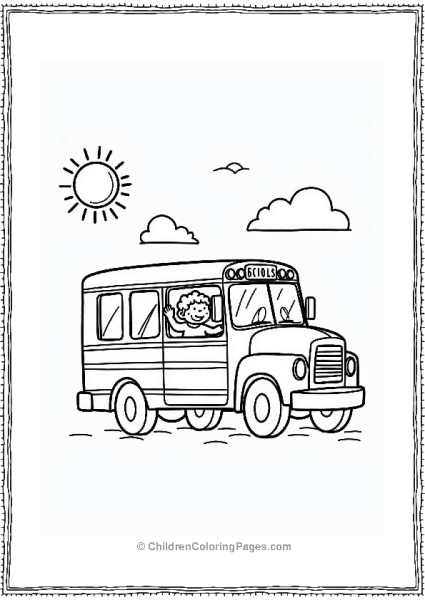 Child Waving From School Bus Window Free PDF Printable