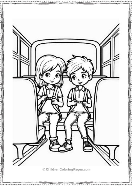 Children Buckling Up In A School Bus Free PDF Printable