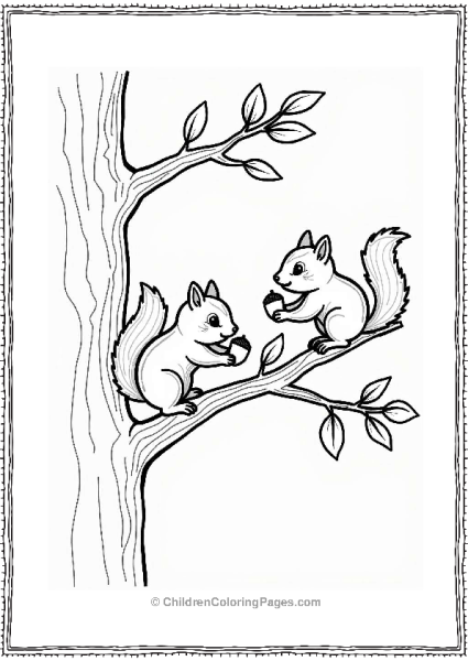 Chipmunks Playing On A Tree Branch Free PDF Printable