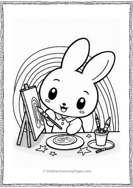 Cinnamoroll Painting A Rainbow Free PDF Printable