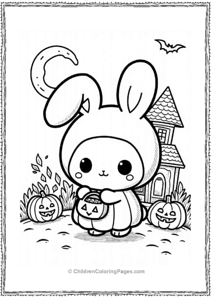 Cinnamoroll Trick Or Treating In A Spooky Setting Free PDF Printable