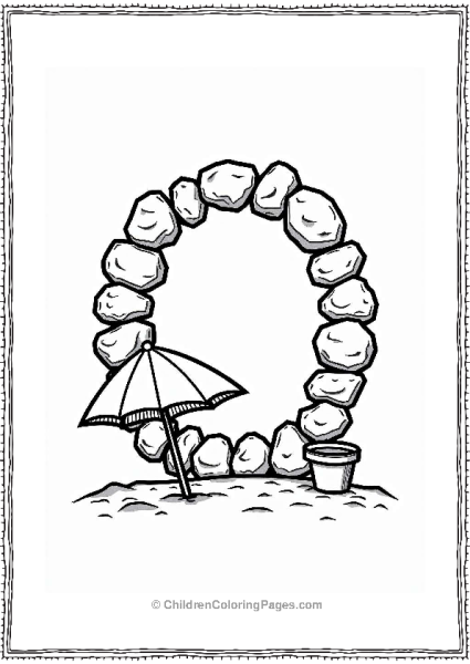 Circle Of Rocks With Beach Umbrella Free PDF Printable