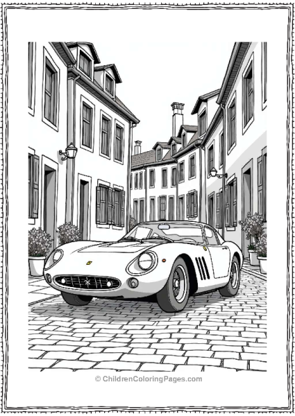 Classic Ferrari 250 GTO On Cobblestone Street Free PDF Printable