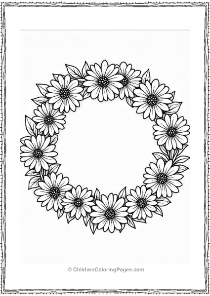 Classic Flower Wreath Coloring Page Free PDF Printable