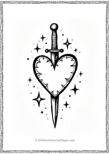 Classic Heart With Dagger Tattoo Free PDF Printable