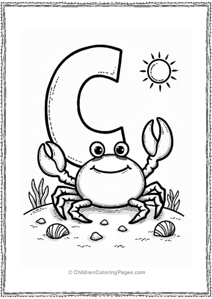 Clever Crab On A Sandy Beach Free PDF Printable