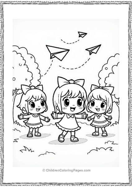 Cocomelon And Friends Flying Paper Airplanes In The Park Free PDF Printable