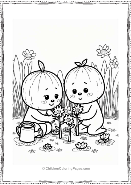 Cocomelon Characters Planting Flowers Free PDF Printable