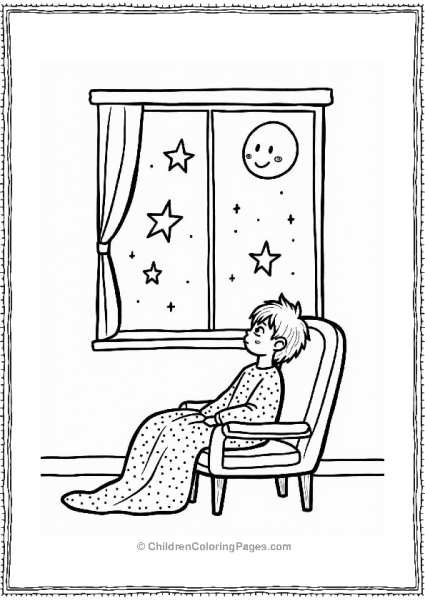 Cocomelon Child Watching Stars From Window Free PDF Printable