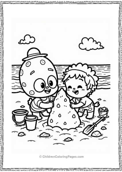 Cocomelon Little Boy Building A Sandcastle At The Beach Free PDF Printable