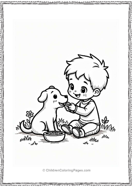 Cocomelon Little Boy Feeding His Pet Dog Free PDF Printable