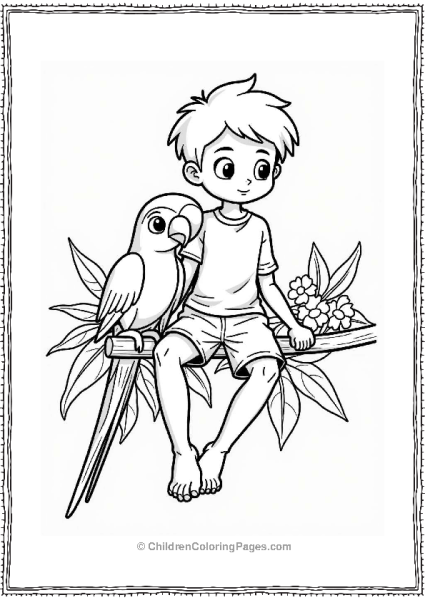 Cocomelon Little Boy With A Colorful Parrot Free PDF Printable