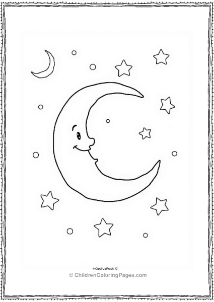 Colorful Crescent Moon With Stars Free PDF Printable