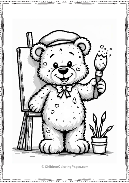 Colorful Teddy Bear With Brush Free PDF Printable