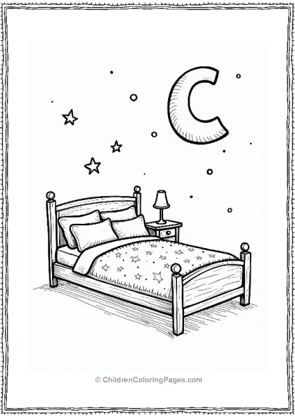 Comfy Bed With Stars And Moon Free PDF Printable