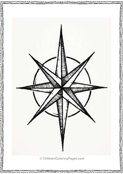 Compass Rose Tattoo Coloring Page Free PDF Printable