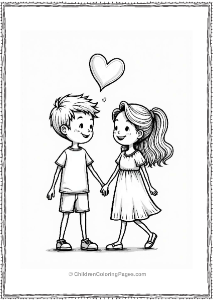 Couple Holding Hands With Hearts Free PDF Printable