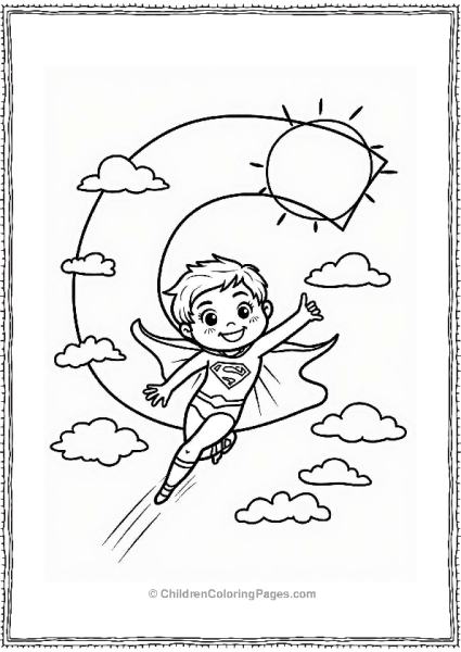 Courageous Superhero Flying In The Sky Free PDF Printable