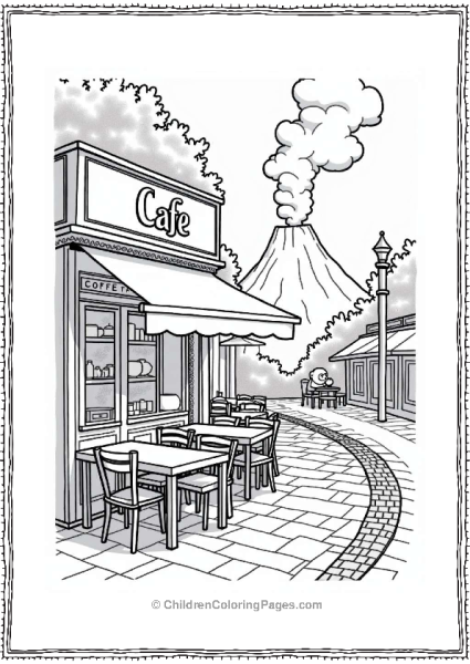 Cozy Cafe With Volcano View Free PDF Printable