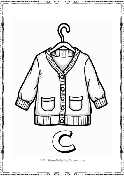 Cozy Cardigan Outline Coloring Page Free PDF Printable