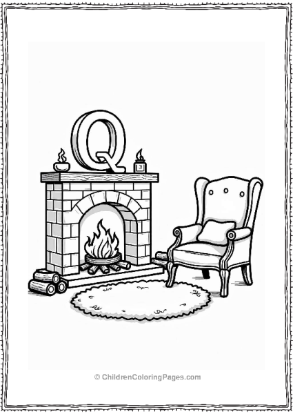 Cozy Fireplace With Chair And Rug Free PDF Printable