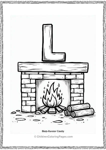 Cozy Fireplace With Dancing Flames Letter L Coloring Page Free PDF Printable