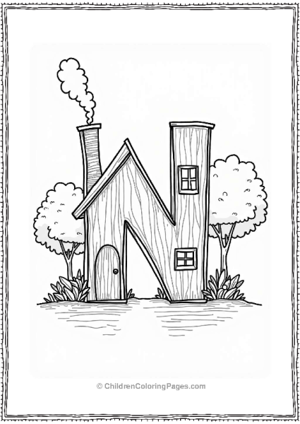 Cozy House Representing Letter N Free PDF Printable