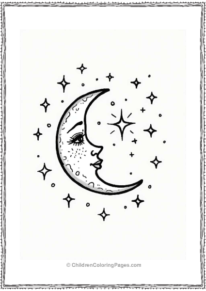 Crescent Moon And Stars Tattoo Design Free PDF Printable