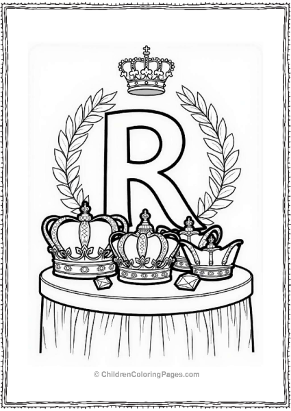 Crown Jewels Display With Letter R Free PDF Printable