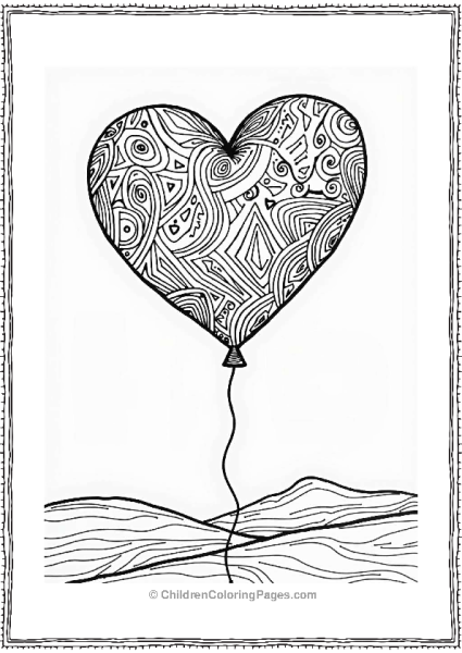 Cultural Heart Valentine’s Balloons In A Simple Landscape Free PDF Printable