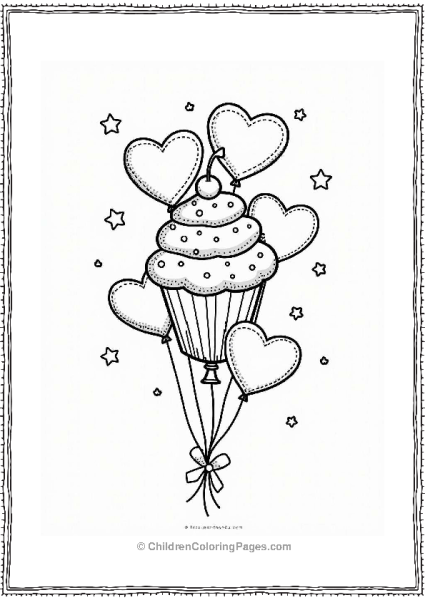 Cupcake Valentine’s Balloons With Sprinkles Free PDF Printable