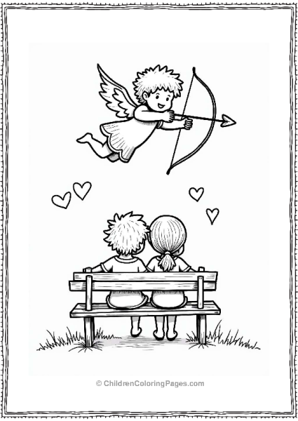 Cupid Above A Romantic Couple Free PDF Printable