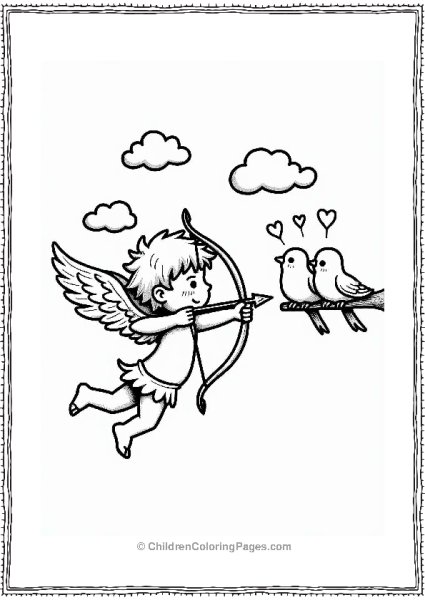 Cupid Aiming At Lovebirds Free PDF Printable