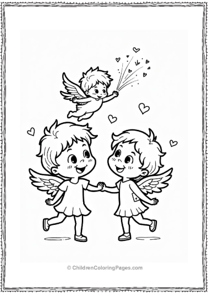 Cupid And Hearts Spreading Love Free PDF Printable