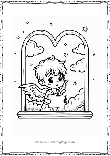 Cupid At A Heart Shaped Window Free PDF Printable