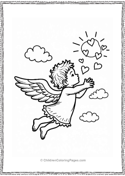 Cupid Blowing Kisses Among Hearts Free PDF Printable