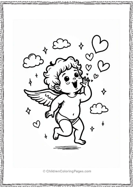 Cupid Blowing Kisses With Hearts Free PDF Printable