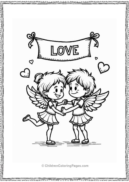 Cupid Celebrates Love With Dancing Hearts Free PDF Printable