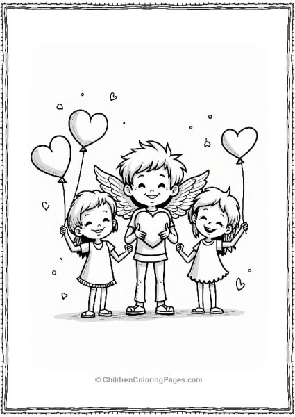 Cupid Celebrating With Friends Free PDF Printable